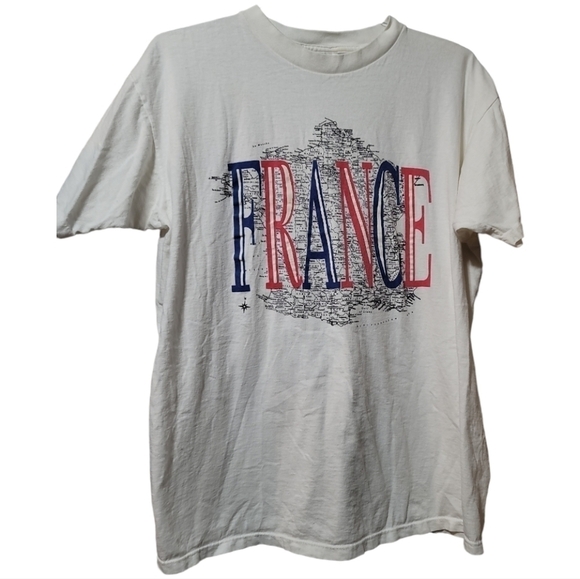 Vintage Single Stitch France Map T-shirt XL Delta Tee - Picture 1 of 5